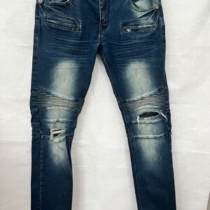 Kilogram Men's Distressed Mid Rise Skinny Blue Jeans